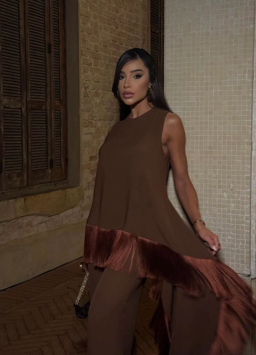 Fringe Wide-Leg Pants Set