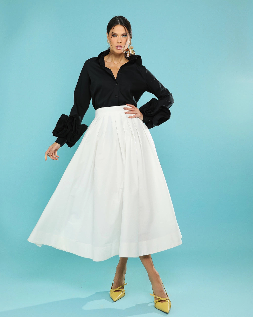 Tricoline Midi Skirt