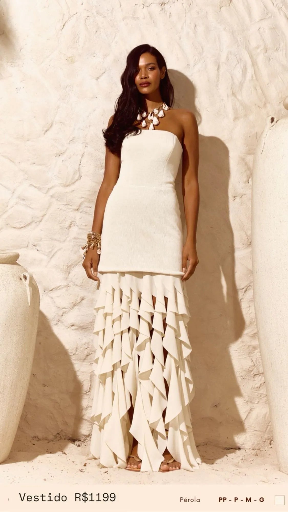 Strapless Ruffled Long Dress