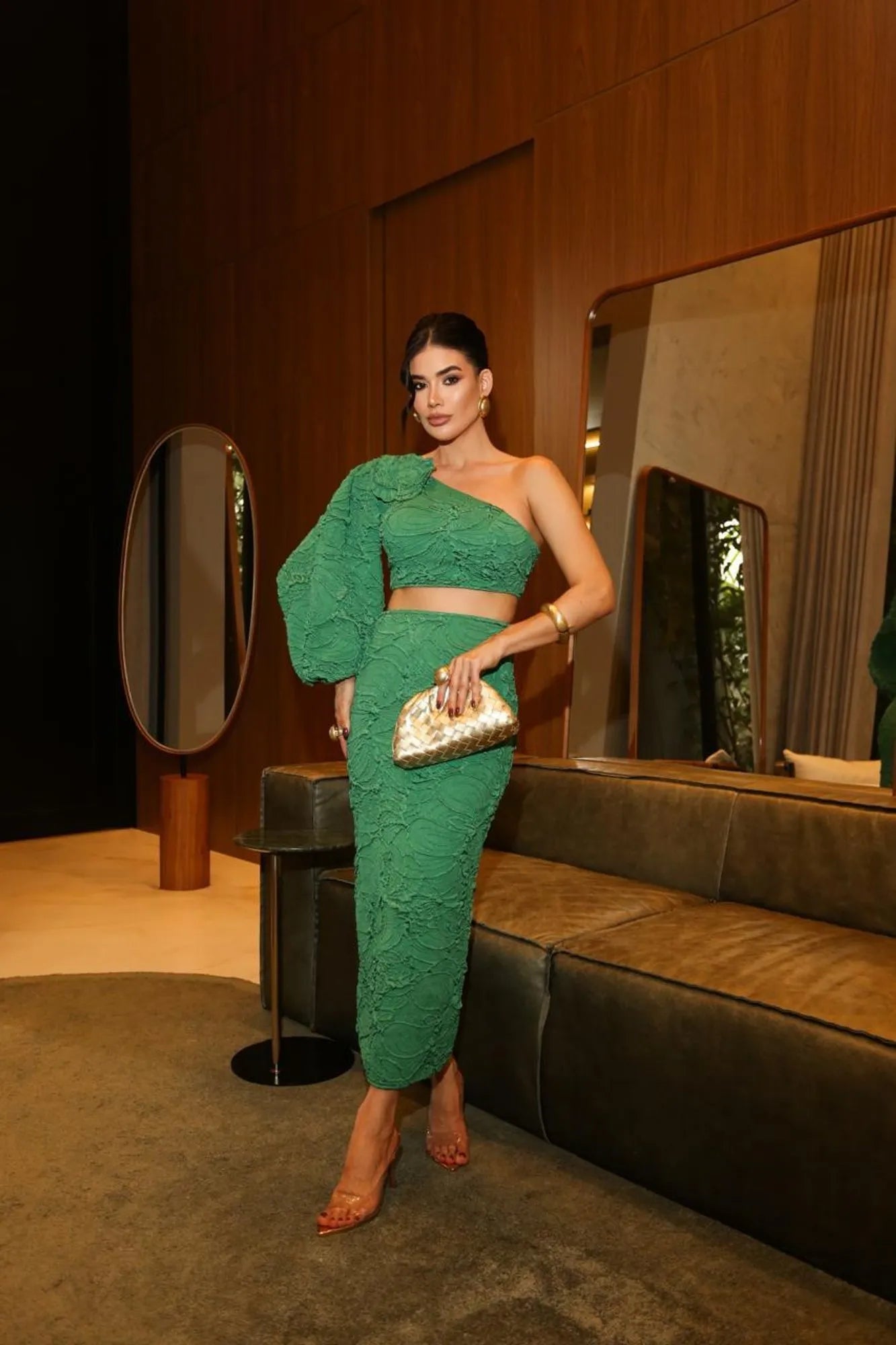 One Sleeve Skirt Set